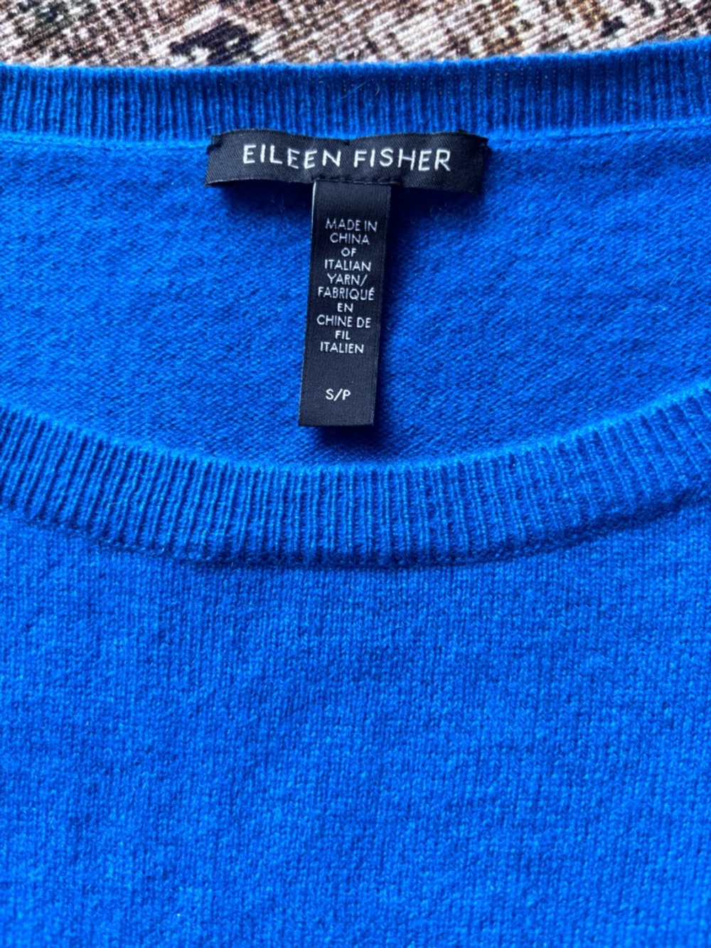 Eileen Fisher 100% Cashmere Sweater Blue Crewneck Knit Top Size Small